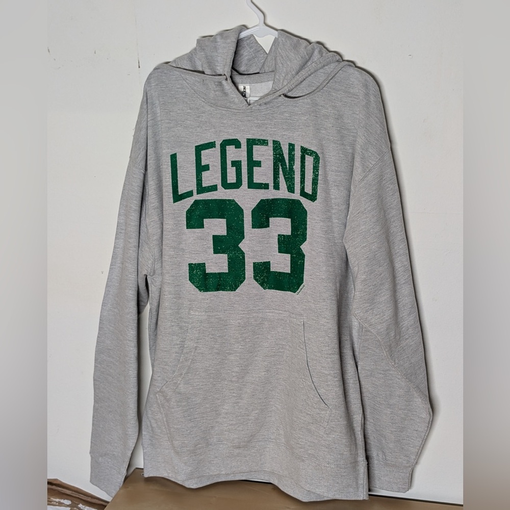 Legend 33 Alter Ego Alternate Gray Green Hoodie Larry Bird Boston Celtics Sz XL